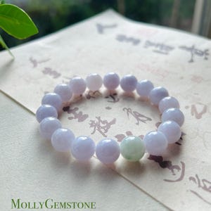 Jadeite Jade Beaded Bracelet Handmade Jewelry Gift for Her Natural Burmese Untreated Type A Icy Lavender Pinkish Purple Jade 10mm