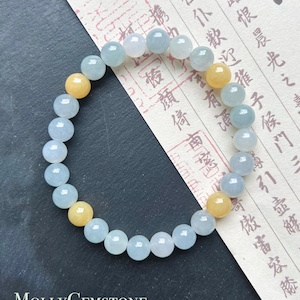 Jadeit Jade Perlen Armband handgemachte Schmuck Geschenk für sie natürliche unbehandelte birmanische Typ A eisige transluzente Multicolor Jade 7,5 mm FeiCui
