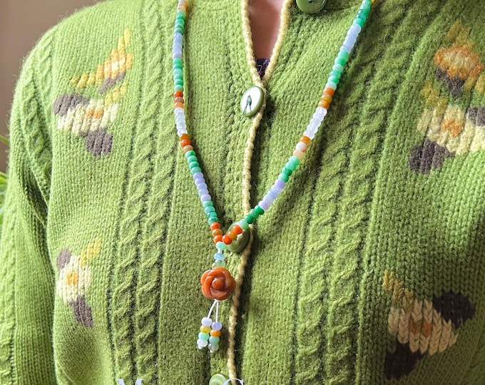 Jadeite Jade Beaded Necklace Handmade Jewelry Gift for Her Authentic Grade A Icy Translucent Burmese Multicolor Jadeite Sweater Necklace