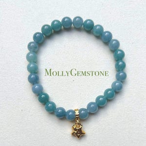 Icy Blue Jadeite Beaded Bracelet - Perfect Valentine Gift for her, Guatemalan Grade A Jadeite Jade Handmade Jewelry in Canada