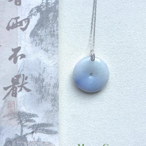 Jadeïet jade geluksdonut hanger zilveren ketting sieraden cadeau voor haar natuurlijke Birmese onbehandelde type A ijzige gelatineachtige lavendel paarse jade