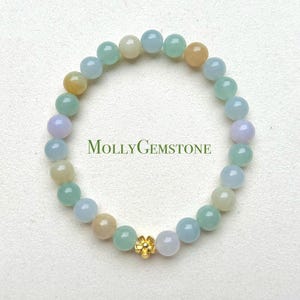 Jadeit Jade Perlen Armband Schmuck natürliche unbehandelte birmanische Typ A eisige lichtdurchlässig Jadeit Multi-Farbsüßigkeit Feicui 7 mm handgemachtes Geschenk