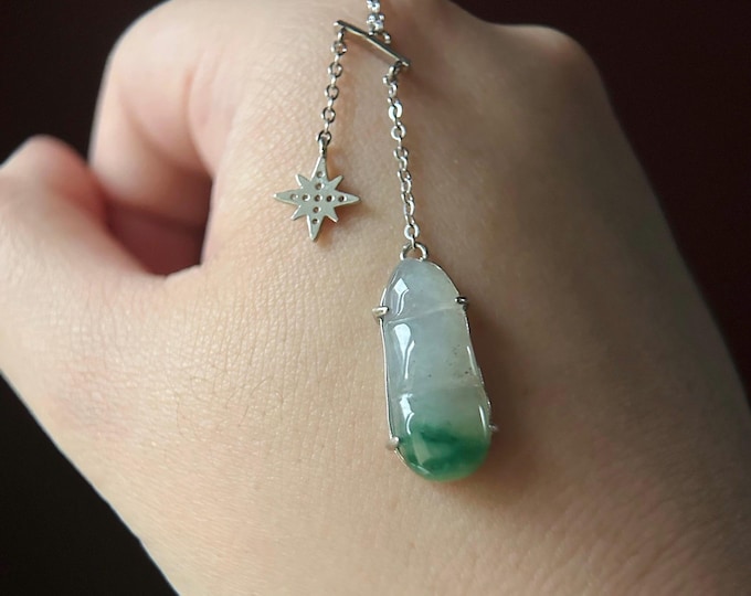 Jadeite Peas & Sterling Silver Necklace Natural Burmese Type A Translucent Icy Green Floral Jade Christmas Gift