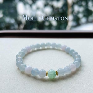 Jadeit Jade Perlen Armband Schmuck unbehandelt eisige Super hohe Transluzenz Typ A Burmese Lavendel Pink Purple & Blau 6,8 mm Geschenk für Sie