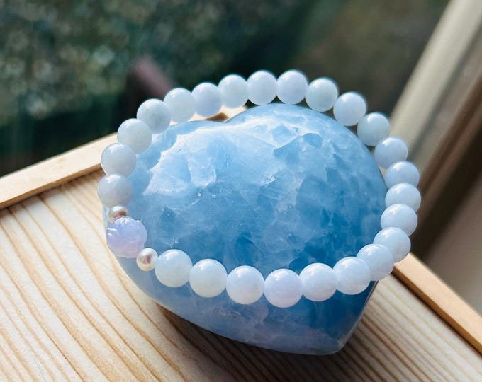 Jadeite Bracelet Jade Jewelry Gift for Her Untreated Lavender Pinkish Purple Translucent Type A Burmese Icy Jadeite 7.3mm Handmade in Canada