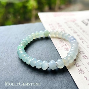 Jadeite Jade Beaded Bracelet Jewelry Gift for Her Natural Burmese Type A Icy Superior Translucency Jade Multicolor Drum Bead Handmade 7.5mm