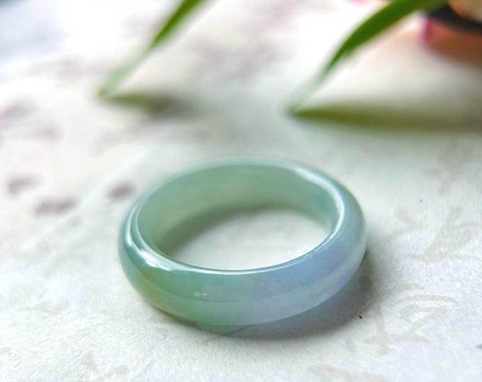 Rare Triple-Color Burmese Jadeite Ring: Natural Type A Icy Translucent Purple Green Yellow Jade US-8.5