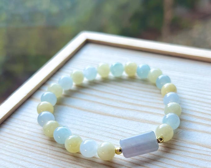 Jadeite Beaded Bracelet Jewelry Christmas Gift for Her Untreated Burmese Type A Icy Highly Translucent Multicolor Jadeite 7.2mm Handmade