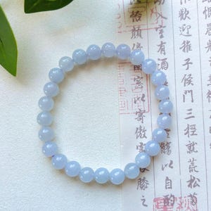 Jadeite Jade Beaded Bracelet Handmade Jewelry Gift for Her Natural Untreated Burmese Type A Pale Lavender Purple Translucent Icy Jadeite 7mm