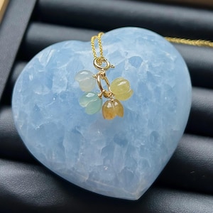 Jadeite Jade Floral Pendant Beacelet Charm Dual Purpose Jewelry Gift for Her Burma Natural Type A Icy Translucent Multicolor Jadeite Flower