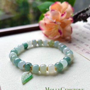 Jadeite Jade Beaded Bracelet Handmade Jewelry Gift for Her Natural Untreated Burmese Type A Icy Translucent Jadeite Multi-color Feicui 8mm