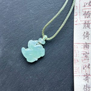 Jadeite Jade Cute Horse Pendant Necklace Jewelry Gift for  Her Natural Burmese Type A Icy HighlyTranslucent Sweet Green Jade Lucky Horse