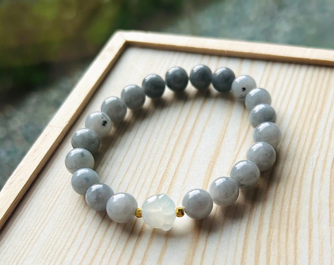 Jadeite Jade Bracelet Jewelry Untreated Genuine Translucent Type A Burmese Icy WuJi Black 8.5mm Jadeite Handmade Cat Claw Christmas Gift