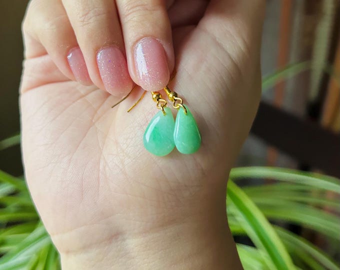 Jadeite Jade Earrings Jewelry Gift for Her Untreated Burma Highly Translucent Icy Type A Jadeite 925 Sterling Silver Handmade in Canada