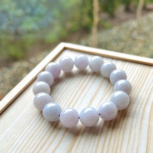 Jadeit Jade BIG Lavendel lila Perlenarmband Schmuck Weihnachtsgeschenk für ihn / sie echter Typ A burmesische eisige durchscheinende Gelatine 12,8 mm
