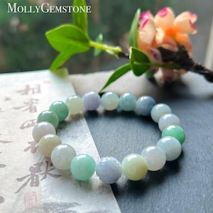 Jadeit Perlen Armband handgemachte Schmuck Geschenk natürliche burmesische Typ A Icy Translucent Jadeit MultiColor FeiCui 11 mm