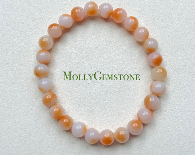 Jadeite Jade Beaded Bracelet Handmade Jewelry Gift for Her Natural Burmese Icy Translucent Gelatinous Type A Red Floral Jade 7mm FeiCui