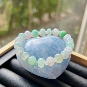 Jadeit Jade Perlen Armband Schmuck Geschenk für sie echte birmanische Typ A eisige hoch lichtdurchlässige Multi-Color-Kürbis Perlen Jadeit 9 mm