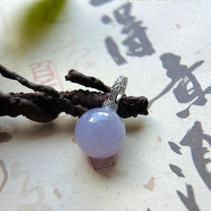 Lavendel paarse jadeiet kralen hanger jade ketting sieraden cadeau voor haar Birmees onbehandeld type A doorschijnend jadeiet, sterlingzilver borgtocht