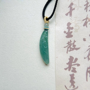 Jadeite Jade Pendant Jewelry Natural Burmese Untreated Type A Translucent Icy Bluish Green Jade Hand-carved Fairy Blossom Pendant Necklace