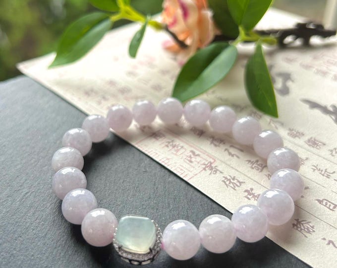 Burmese Jadeite Beaded Bracelet: Natural Type A Icy Translucent Apple Green or Pink Myanmar 9.5mm Jade Untreated