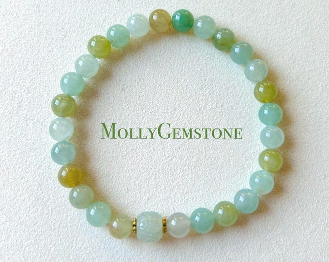 Jadeite Jade Beaded Bracelet Handmade Jewelry New Year’s Gift Genuine Highly Translucent Icy Type A Burmese 6.5mm Multi-Color Jadeite FeiCui