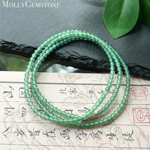 Certified Natural Jadeite Beaded Stacked Bracelet/Necklace Jewelry Guatemalan Type A Highly Translucent Icy Blue Green Jade 3.5mm