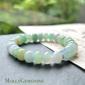Jadeite Jade Beaded Bracelet Jewelry Gift for Her Natural Burmese Type A Icy Highly Translucent Jade Multicolor Drum Bead Handmade 9-10mm