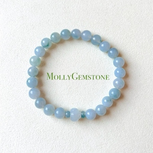 Jadeit Jade Perlen Armband Schmuck authentische unbehandelte eisige hochtransparente Typ A Burmese Lavendel Lila Blau Floral 7,5 mm Jade Geschenk