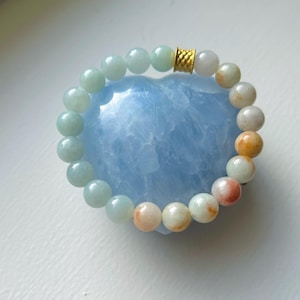 Jadeite Jade Beaded Bracelet Burma Jadeite Jewelry Gift for Her 100% Genuine Type A Icy Translucent RARE Dual-Color 8.8mm Handmade in Canada