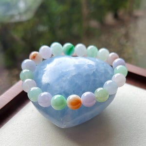 Jadeit Jade Perlen Armband Schmuck authentische burmesische Typ A eisige transluzente Jadeit Multicolor Fei-Cui 8,8 mm handgemachtes Weihnachtsgeschenk für sie
