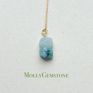 Jadeite Jade Cute PiXiu Pendant Handcrafted Jewelry Gift for Her Grade A Burmese Translucent Icy Floral Blue Jade Sterling Silver Necklace
