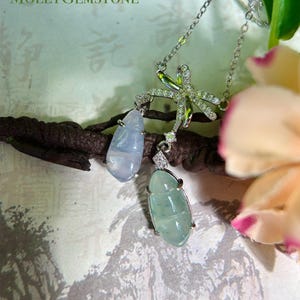 Jadeïet jade hanger designer ketting cadeau voor haar natuurlijk Birmaans onbehandeld type A hoge doorschijnendheid ijzig groen paarse jade sterlingzilver