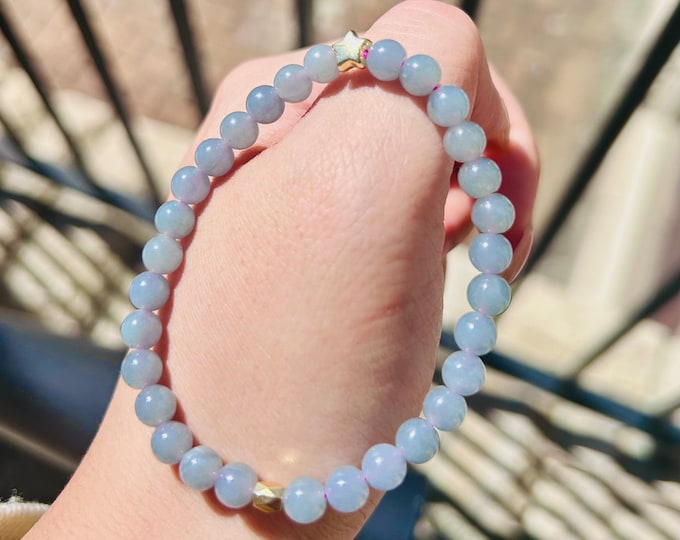 Jadeite Jade Bracelet  Jewelry Gift for Her 100% Untreated Genuine Type A Icy Translucent Purple Guatemala 6mm Handmade in CANADA Gift