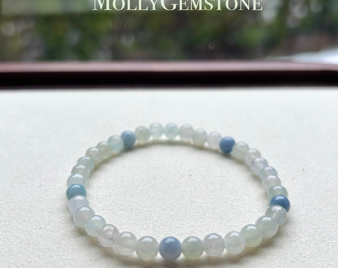 Icy White & Lavender Purple Jadeite Beaded Bracelet - Perfect Valentine Gift for Her Burmese Grade A Jadeite Jade Handmade Jewelry in Canada