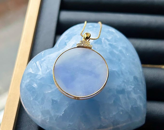 Jadeite Jade Donut Pendant 18k Solid Gold Bail and Silver Necklace Jewelry Burma Natural Type A Icy Translucent Lavender Purple Jadeite Gift