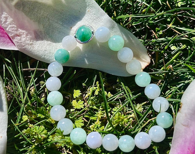 Jadeite Jade Bracelet Jewelry Gift for Her 100% Untreated Genuine Type A Green Burmese Burma Jewelry Handmade in Canada 8mm
