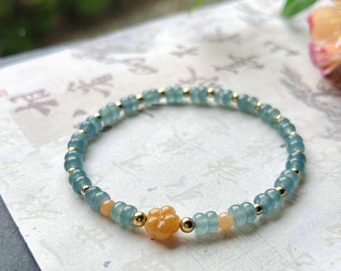 Jade Beaded Bracelet Handmade Jewelry Gift Natural Untreated Guatemalan Type A Highly Translucent Icy Green 5mm Jadeite