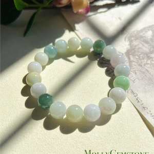 Jadeite Jade Beaded Bracelet Handmade Jewelry Gift for Her Natural Burmese Type A Untreated Icy Gelatinous Multi-Colored 10mm Jade