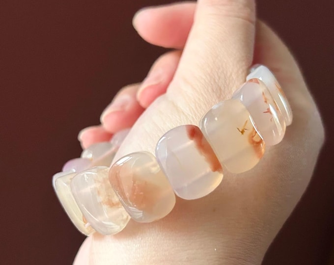 Natural AAAA+ Flower Agate Beaded Bracelet Handmade Christmas Gift Spiritual Jewelry Unisex Chakra Jewelry Protection Amulet