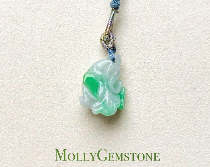 Jadeite Jade Pendant Jewelry Natural Burmese Untreated Unheated Type A Gelatinous Icy Sunny Green Jadeite Carved Bok-Choy Cabbage Pendant