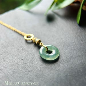 Jadeite Jade Lucky Donut Pendant Jewelry Gift for Her Natural Burmese Untreated Type A Highly Translucent Icy Blue Jade Sterling Silver
