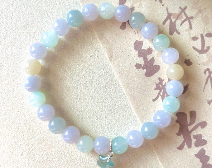 Jadeite Jade Beaded Bracelet Handmade Jewelry Gift for Her Authentic Untreated Burmese Type A Icy Translucent Jadeite MultiColor FeiCui 7mm