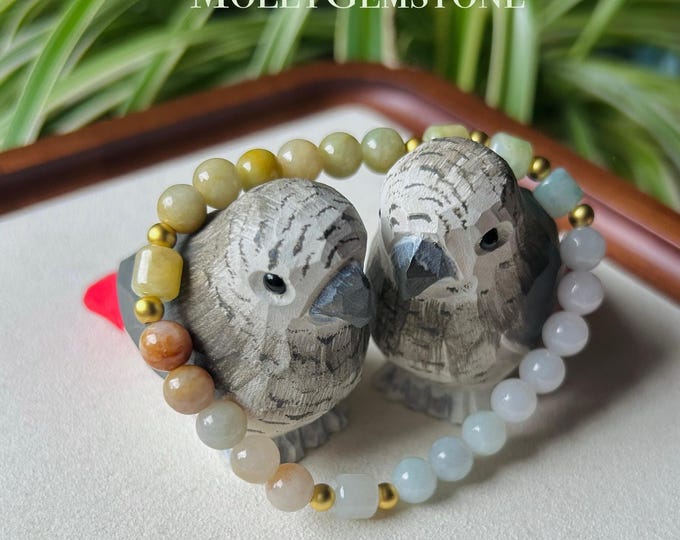 Jadeite Jade Beaded Bracelet Jewelry Gift for Her Untreated Icy Grade A Burmese Red Floral & Greenish Yellow Gradient Color Jade 7mm