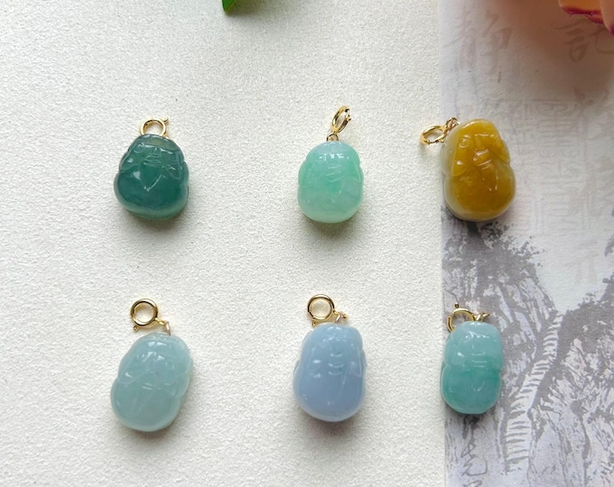 Jadeite Jade Cute PiXiu Pendant Bracelet Charm Dual-Purpose Jewelry Gift for Her Burmese Type A Translucent Icy Jade Sterling Silver Bail