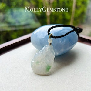 Certified Jadeite Jade Fish and Lotus Pendant Jewelry Natural Untreated Burmese Type A High Translucency Icy White Green Floral Gift for Her