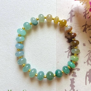 Jadeite Jade Beaded Bracelet Jewelry Mothers Day Gift Natural Burmese Type A Icy Translucent Jadeite Multi-color 8.5mm Drum Bead Jade