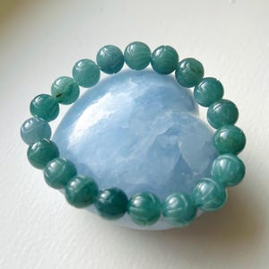 Jadeite Jade Beaded Bracelet Jewelry Unisex Gift Untreated Genuine Type A Icy Translucent Blue Guatemala 9.5mm Jadeite Handmade in CANADA