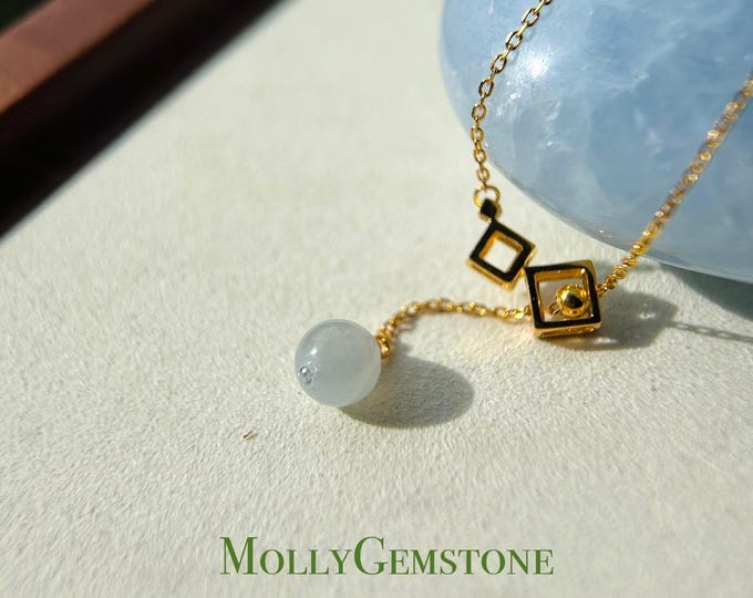Jadeite Jade Fashion Beaded Adjustable Sterling Silver Necklace Jewelry Gift for Her Natural Burmese Type A Icy High Translucency White Jade