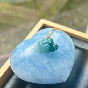 Jadeite Jade Pendant Jewelry Burmese Untreated Type A Highly Translucent Icy Ocean Blue Dual Color Jadeite Pendant 18k Solid Gold Bail